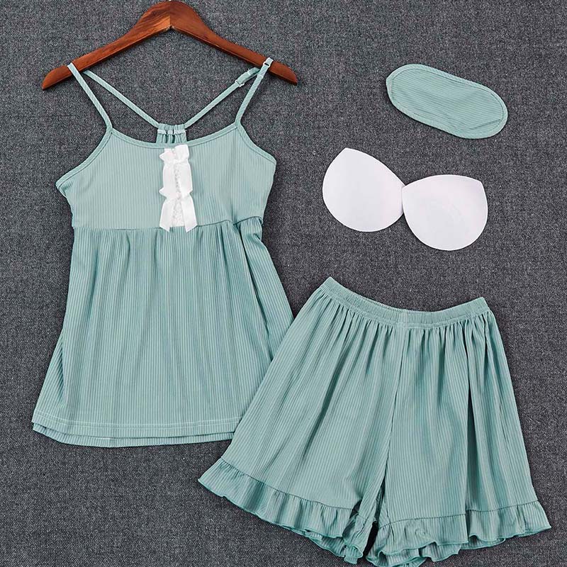 

Lovely Sweet Striped Green Sleepwear