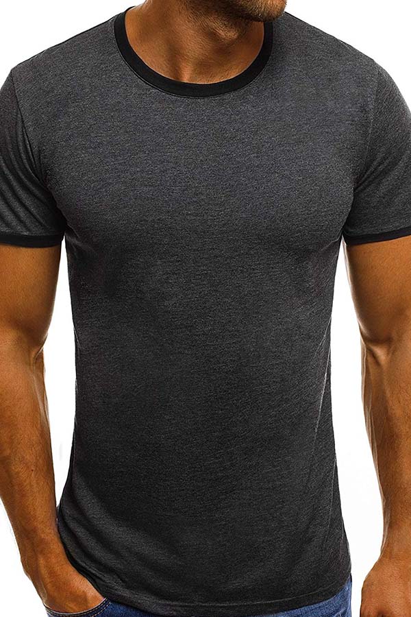 

Lovely Casual O Neck Patchwork Dark Grey T-shirt