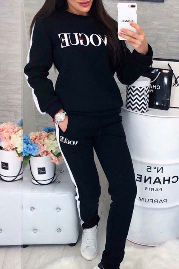 

Lovely Trendy Letter Print Black Loungewear