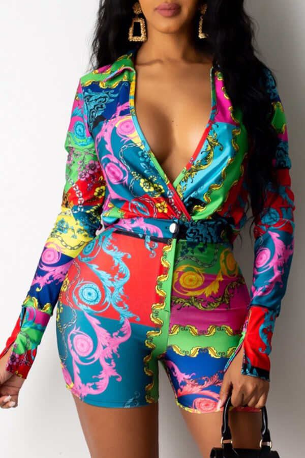 

LW Bohemian Print Multicolor Two-piece Shorts Set, Multi