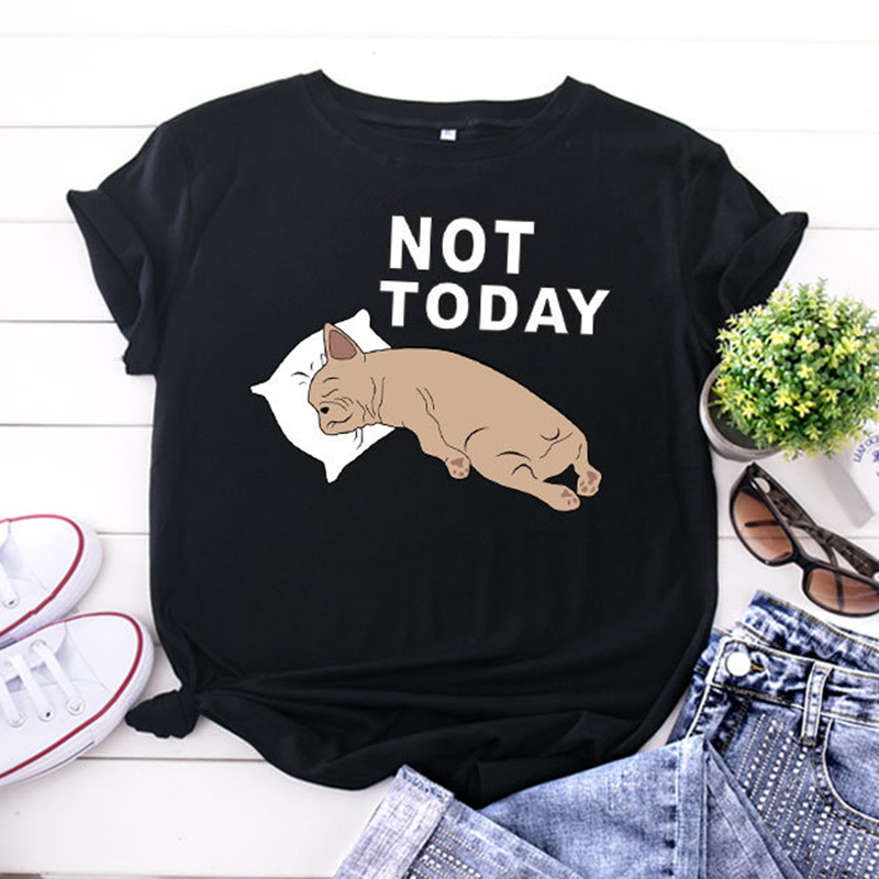 

Lovely Casual O Neck Cartoon Print Black Plus Size T-shirt