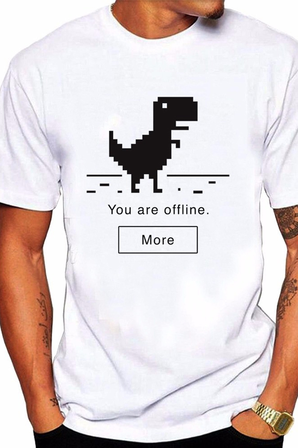 

Lovely Leisure O Neck Print White T-shirt