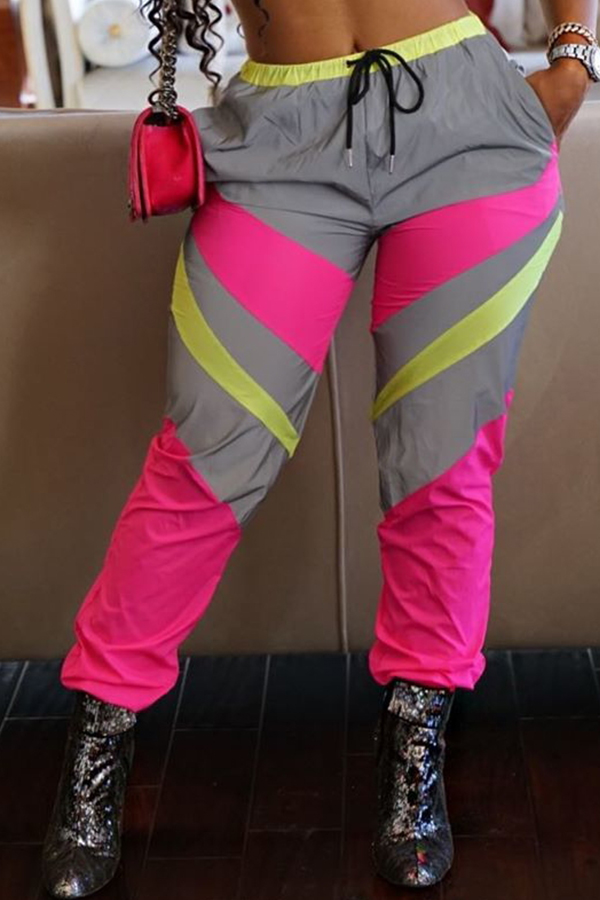 

Lovely Sportswear Patchwork Rose Red Pants