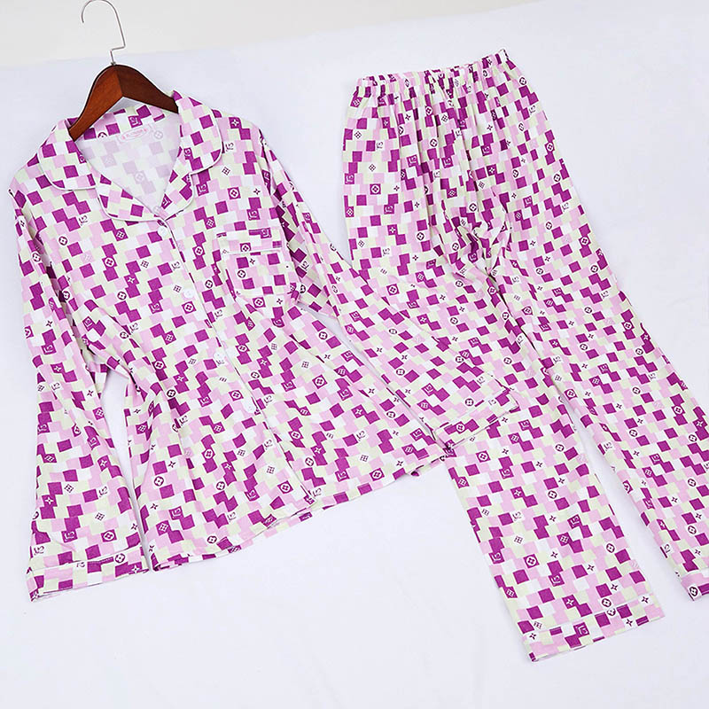 

Lovely Trendy Grid Print Purple Sleepwear
