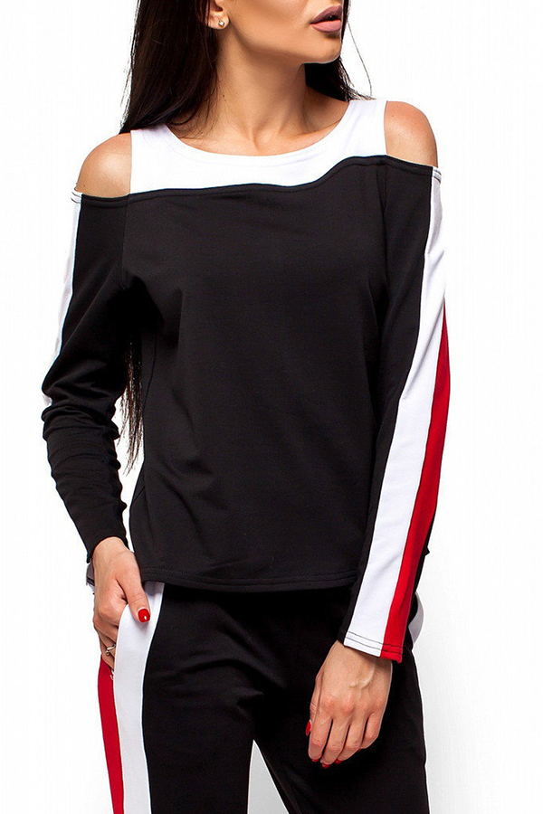 

Lovely Casual Patchwork Black Loungewear