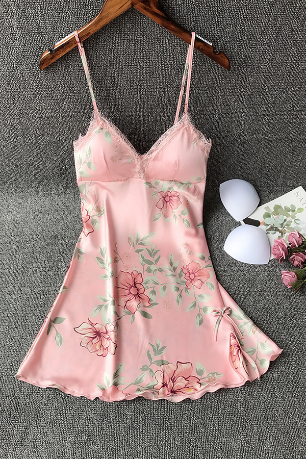 Lovely Sexy Print Light Pink Sleepwear