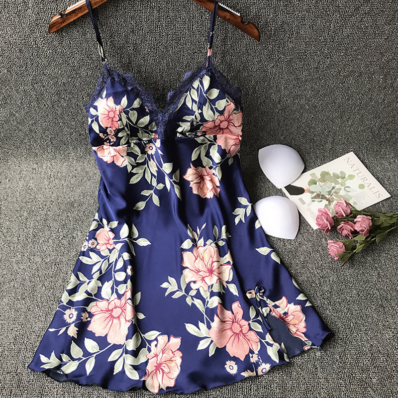 

Lovely Sexy Print Dark Blue Sleepwear