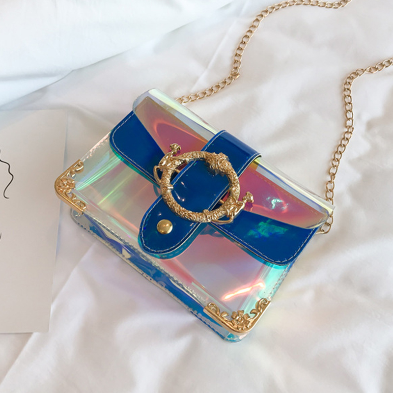 

Lovely Trendy Chain Strap Blue Crossbody Bag