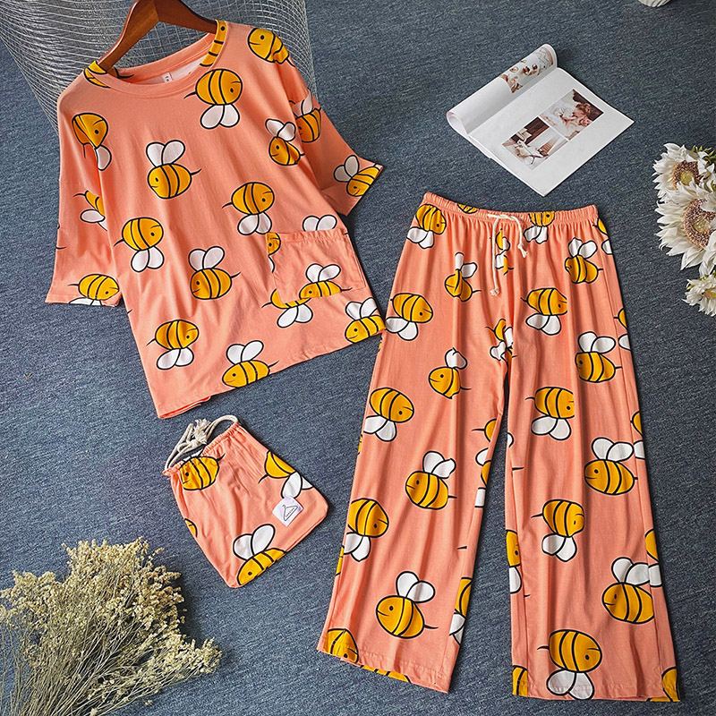 

Lovely Leisure Cartoon Print Orange Sleepwear