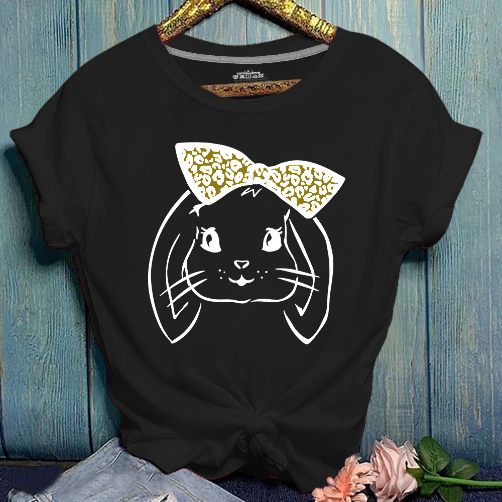 

Lovely Casual O Neck Cartoon Print Black Plus Size T-shirt