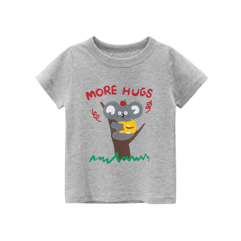 

Lovely Leisure Cartoon Print Grey Boy T-shirt