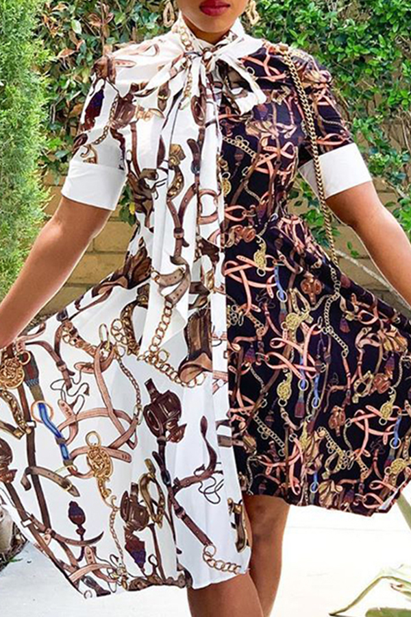 

Lovely Casual Patchwork Multicolor Knee Length Dress, Multi