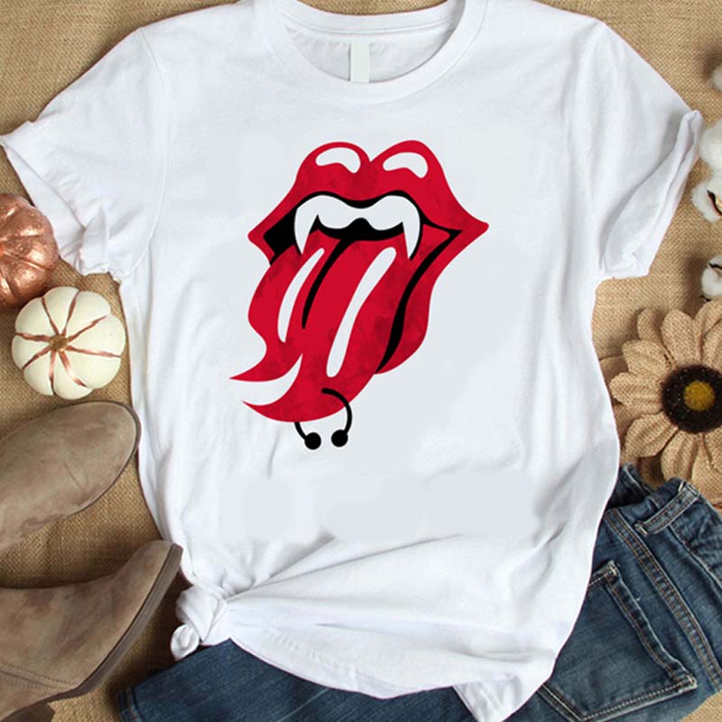 

Lovely Leisure Lip Print White Plus Size T-shirt