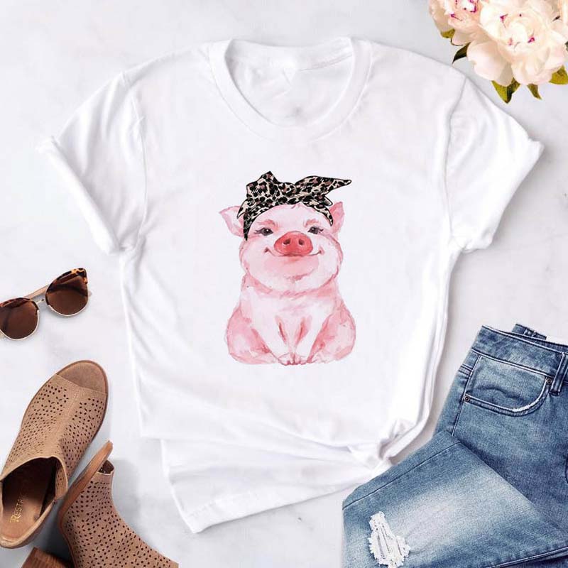 

Lovely Casual O Neck Cartoon Print White Plus Size T-shirt