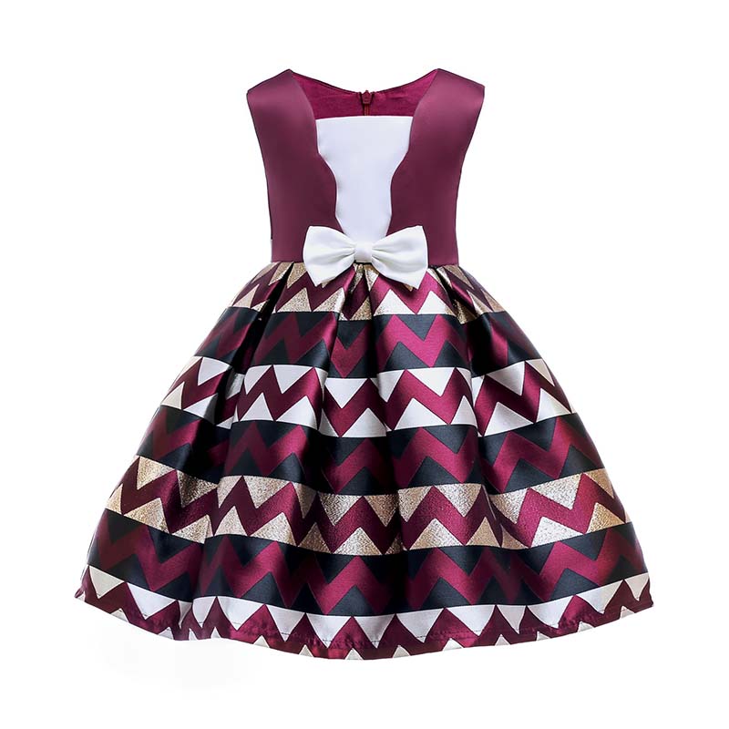 

Lovely Sweet Patchwork Wine Red Girl Knee Length Dress