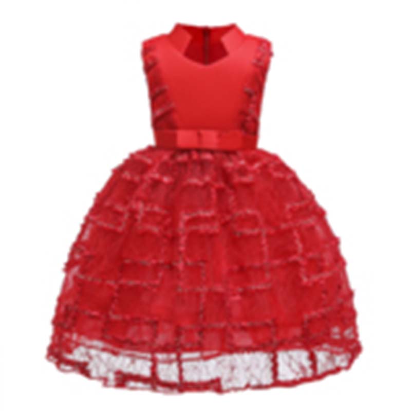 

Lovely Trendy Lace Patchwork Red Girl Knee Length Dress