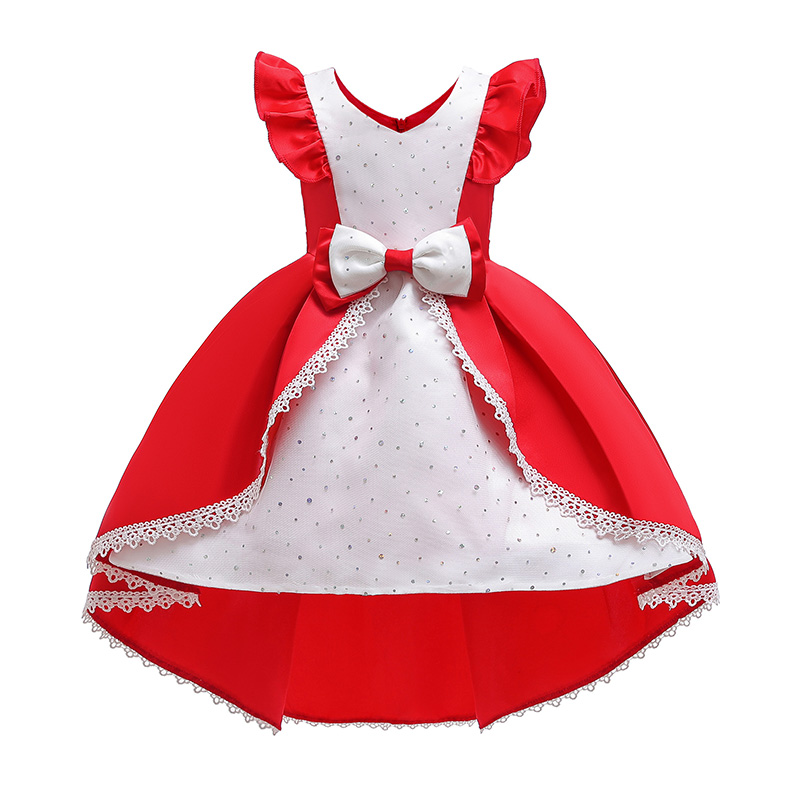 

Lovely Sweet Patchwork Red Girl Knee Length Dress