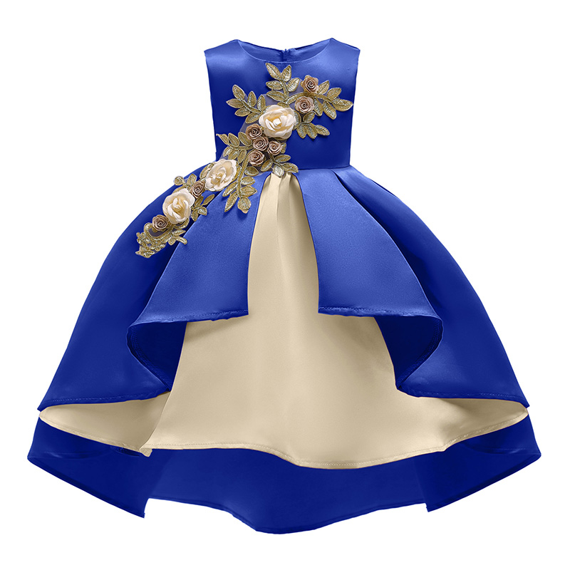 

Lovely Trendy Patchwork Royalblue Girl Knee Length Dress