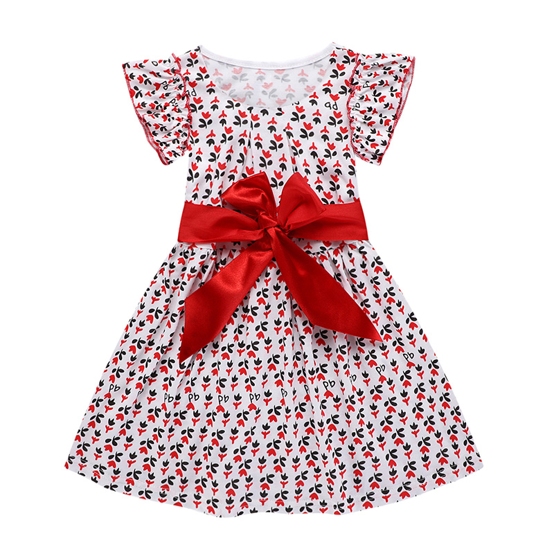 

Lovely Sweet Print Red Girl Knee Length Dress