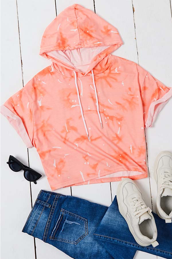 

Lovely Trendy Print Pink Hoodie