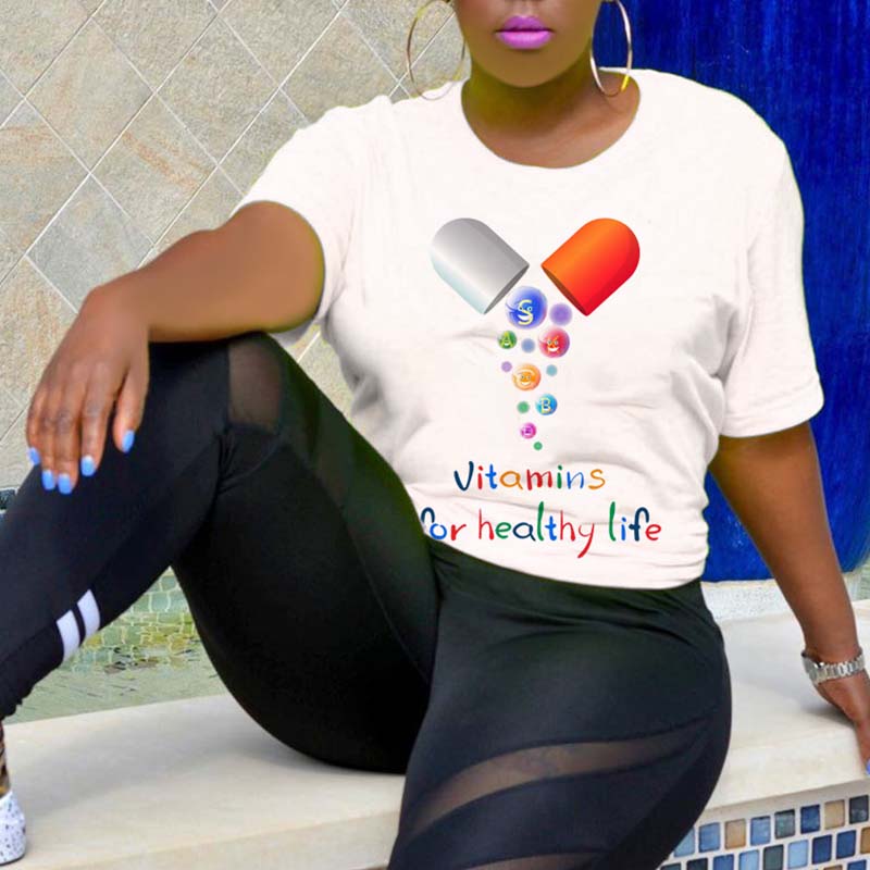 

Lovely Casual O Neck Print White T-shirt