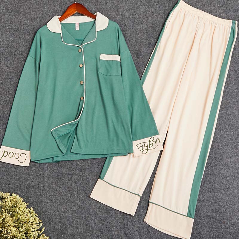 

Lovely Casual Patchwork Green Sleepwear