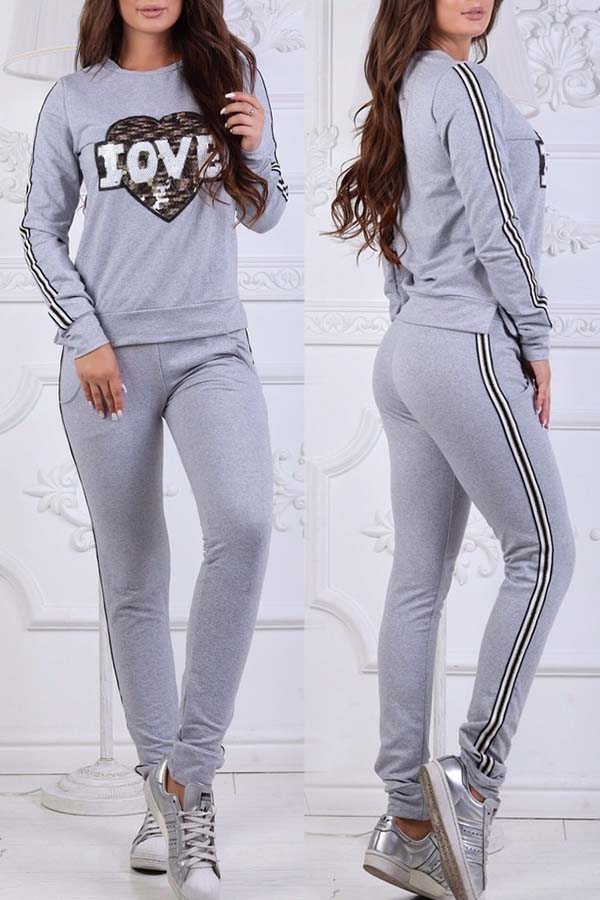

Lovely Sportswear Patchwork Grey Loungewear