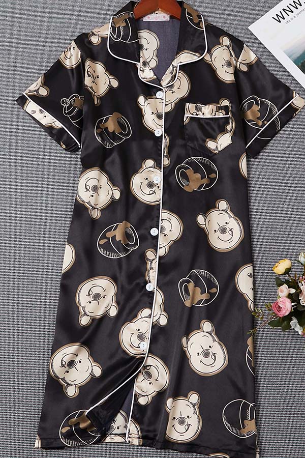 

Lovely Casual Print Black Sleepwear