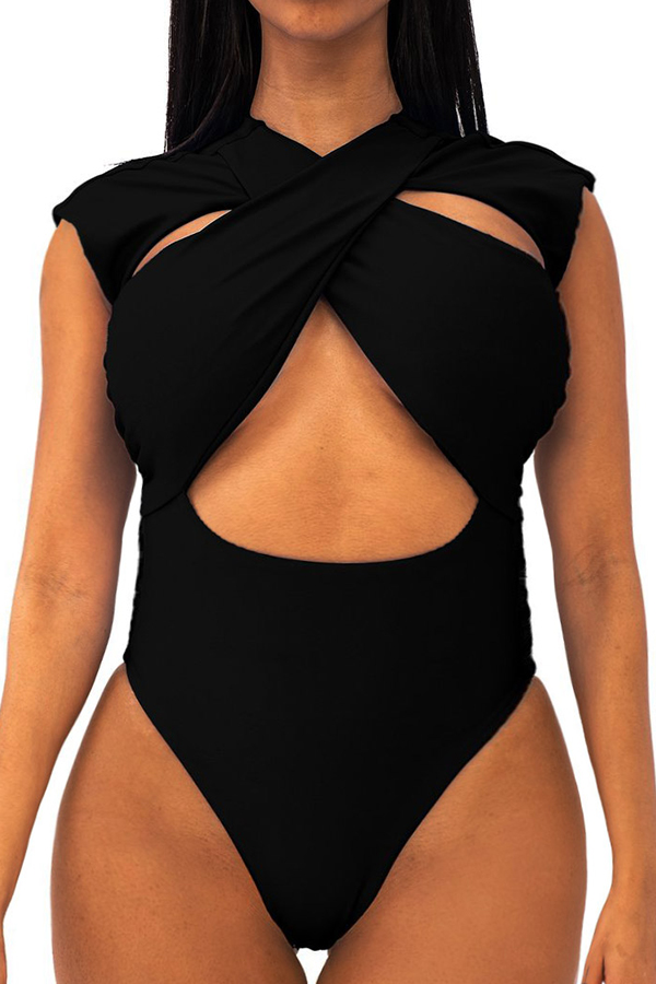 

Lovely Cut-Out Black One-piece Swimsuit