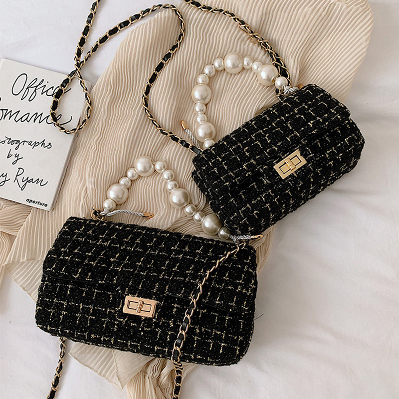 

Lovely Chic Chain Strap Black Crossbody Bag