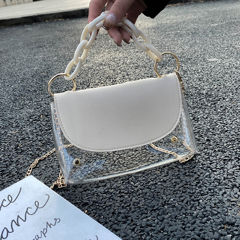 

Lovely Chic See-through White Crossbody Bag