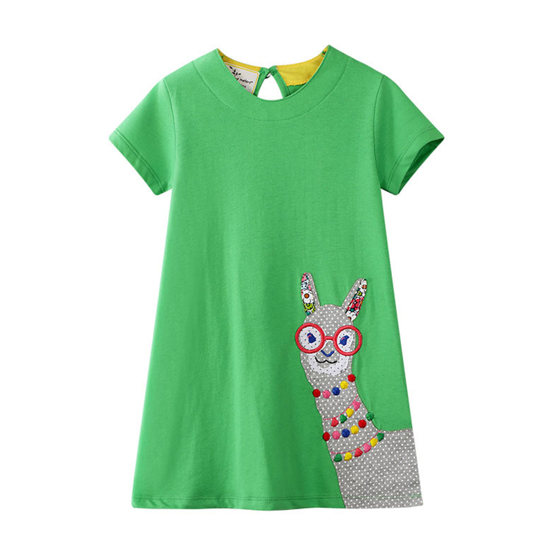

Lovely Casual Cartoon Green Girl Knee Length Dress
