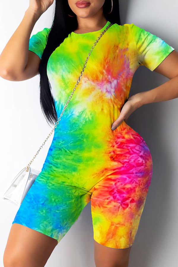 

Lovely Leisure Tie-dye Multicolor Two-piece Shorts Set, Multi