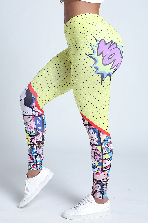 

Lovely Trendy Print Yellow Leggings