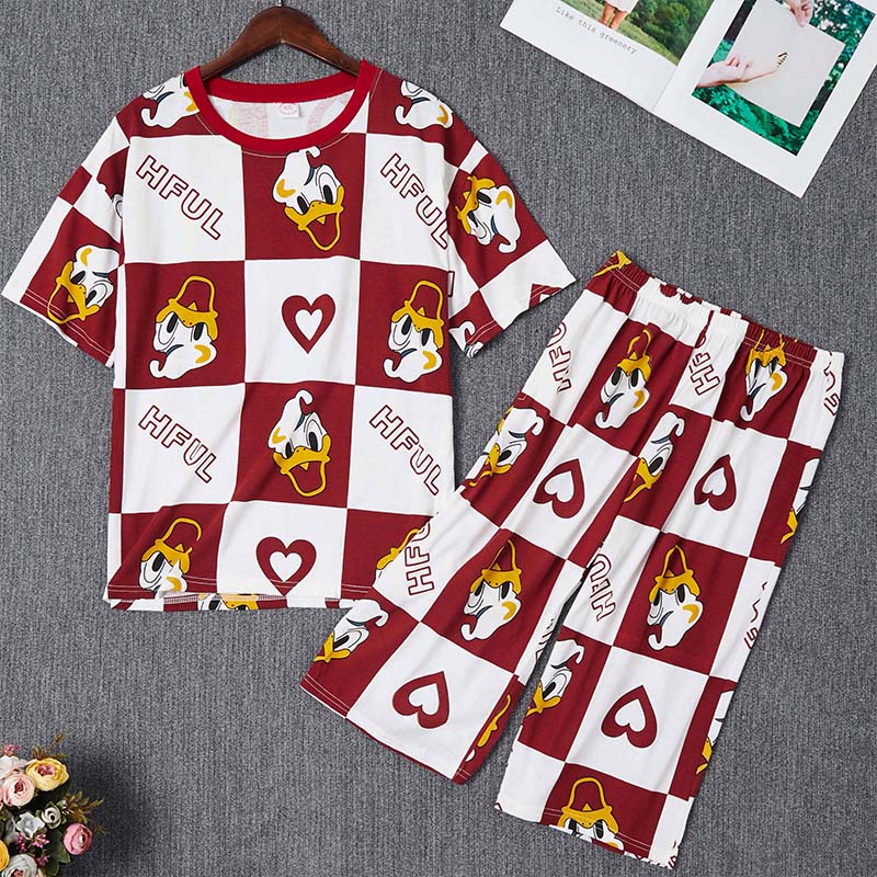 

Lovely Sweet Cartoon Print Red Sleepwear