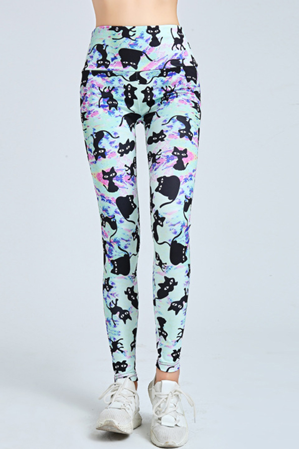 

Lovely Sportswear Cartoon Print Multicolor Plus Size Pants, Multi