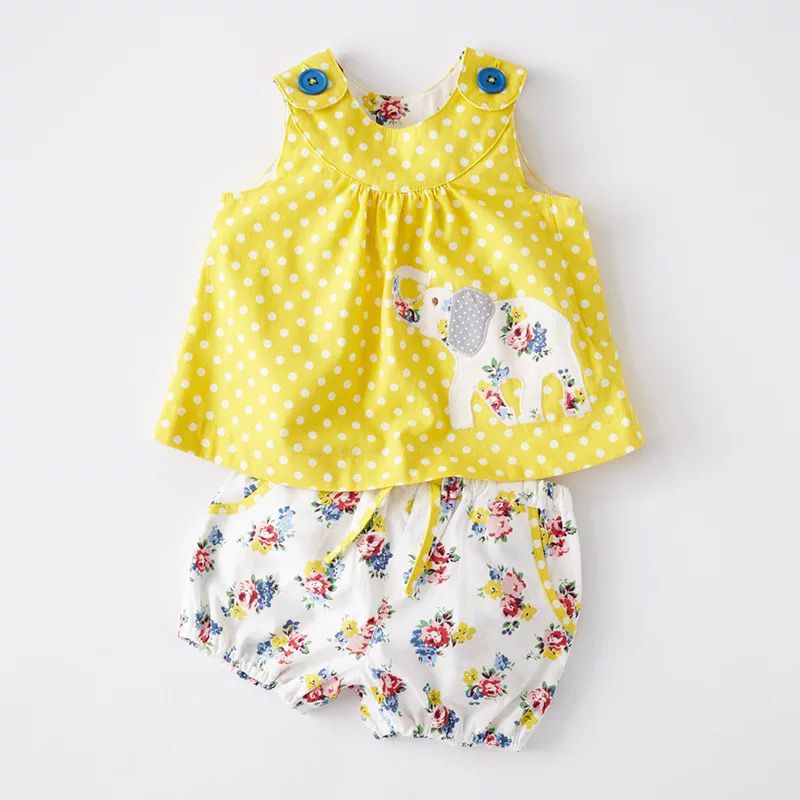 

Lovely Trendy Print Yellow Girl Two-piece Shorts Set