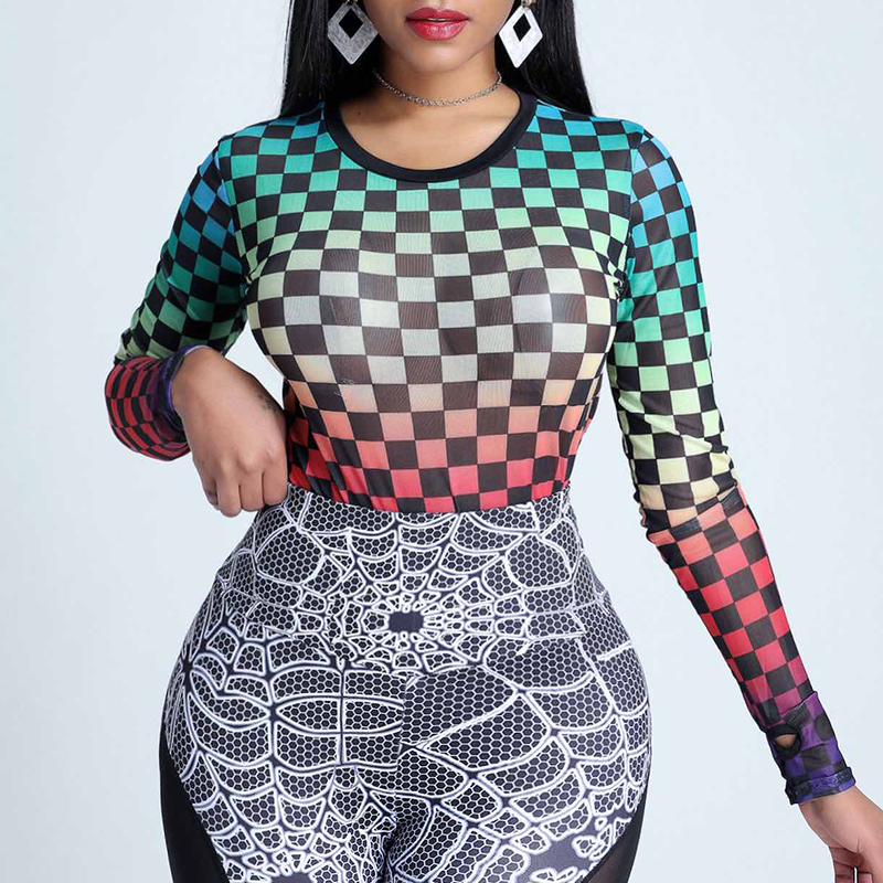 

Lovely Casual Grid Multicolor T-shirt, Multi
