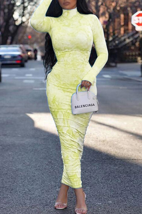 

Lovely Trendy Print Yellow Ankle Length Dress