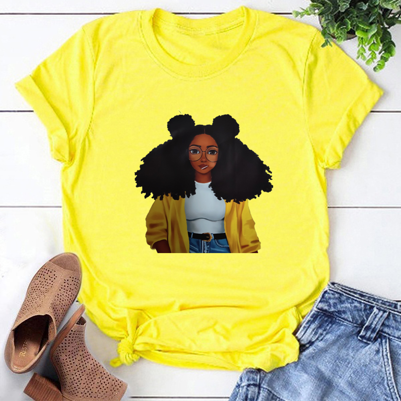 

Lovely Street O Neck Print Yellow T-shirt