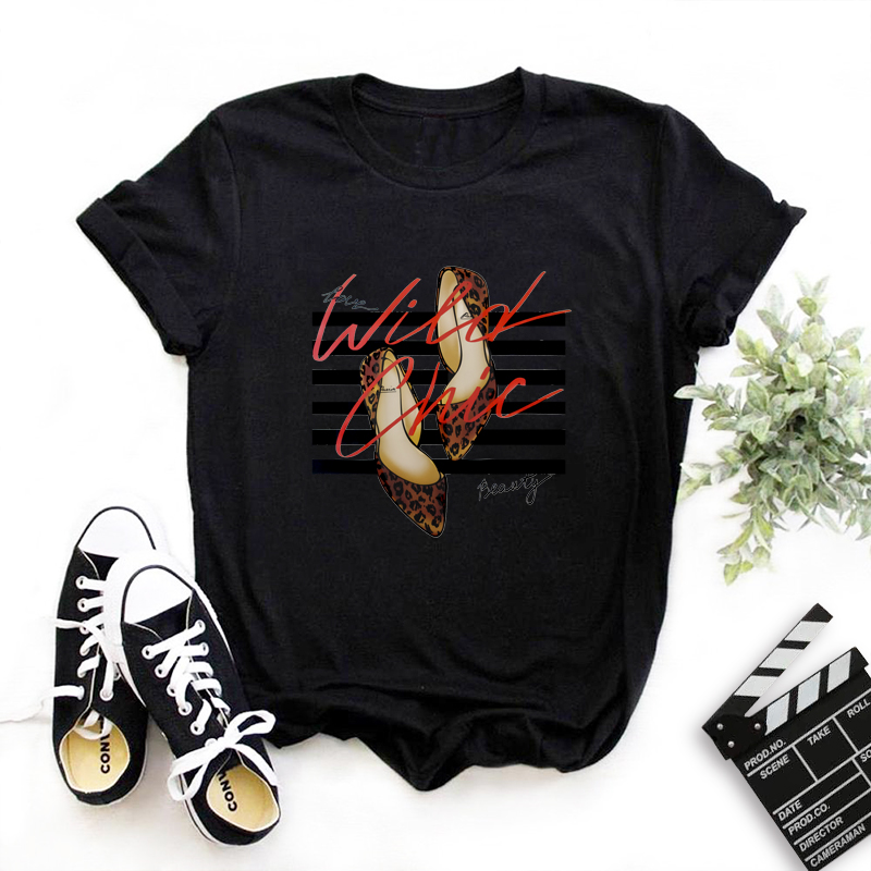 

Lovely Street O Neck Print Black T-shirt