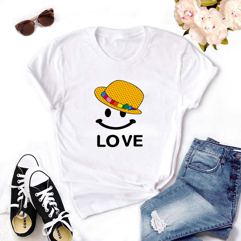 

Lovely Leisure O Neck Cartoon Print White T-shirt