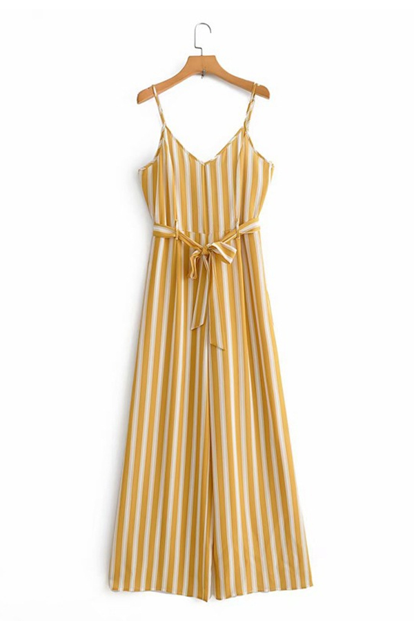 

Lovely Trendy Striped Yellow One-piece Jumpsuit
