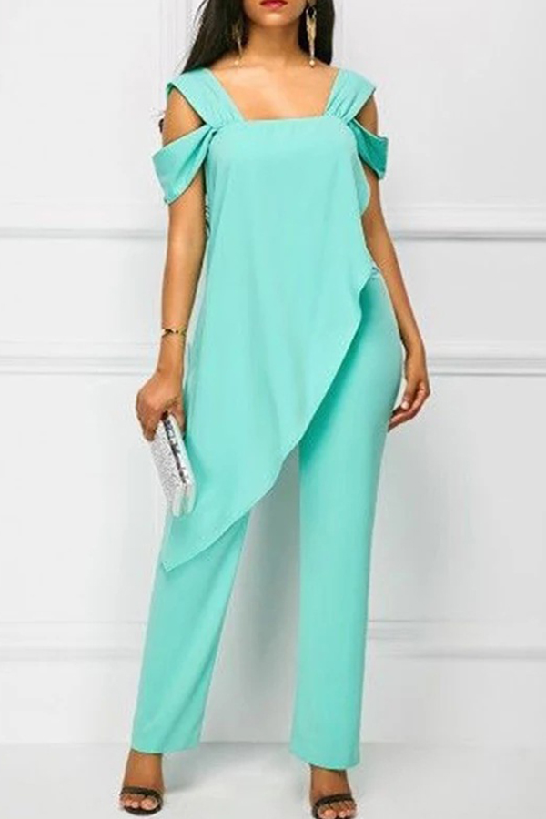 

Lovely Stylish Hollow-out Green Plus Size Two-piece Pants Set