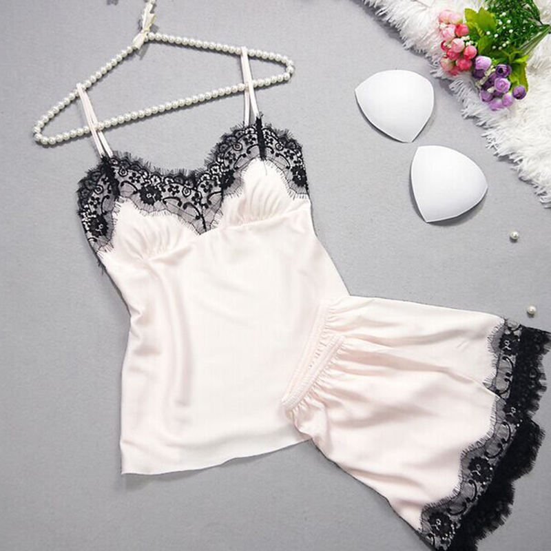 

Lovely Sexy Lace Hem White Sleepwear
