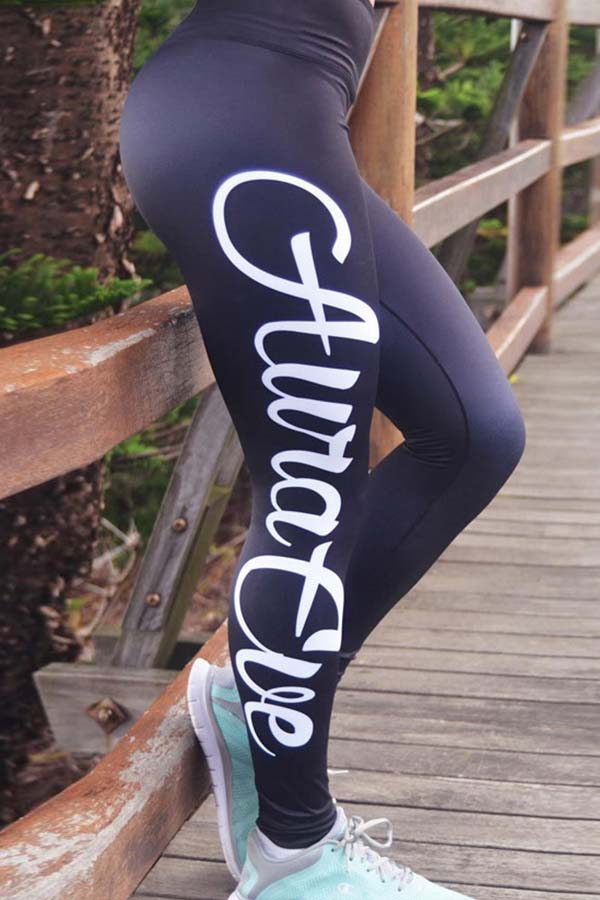 

Lovely Sportswear Letter Black Pants