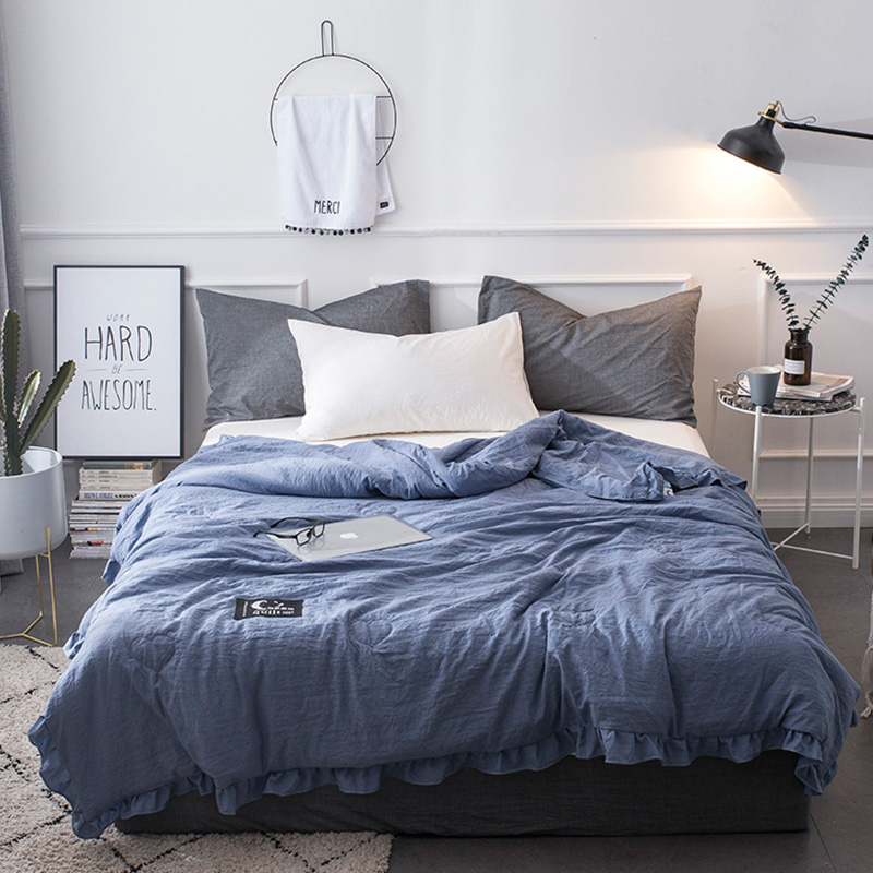 

Lovely Chic Flounce Design Blue Blanket