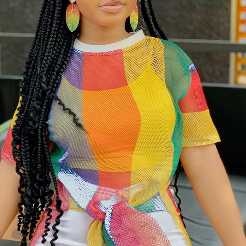 

Lovely Leisure Rainbow Striped Multicolor T-shirt, Multi