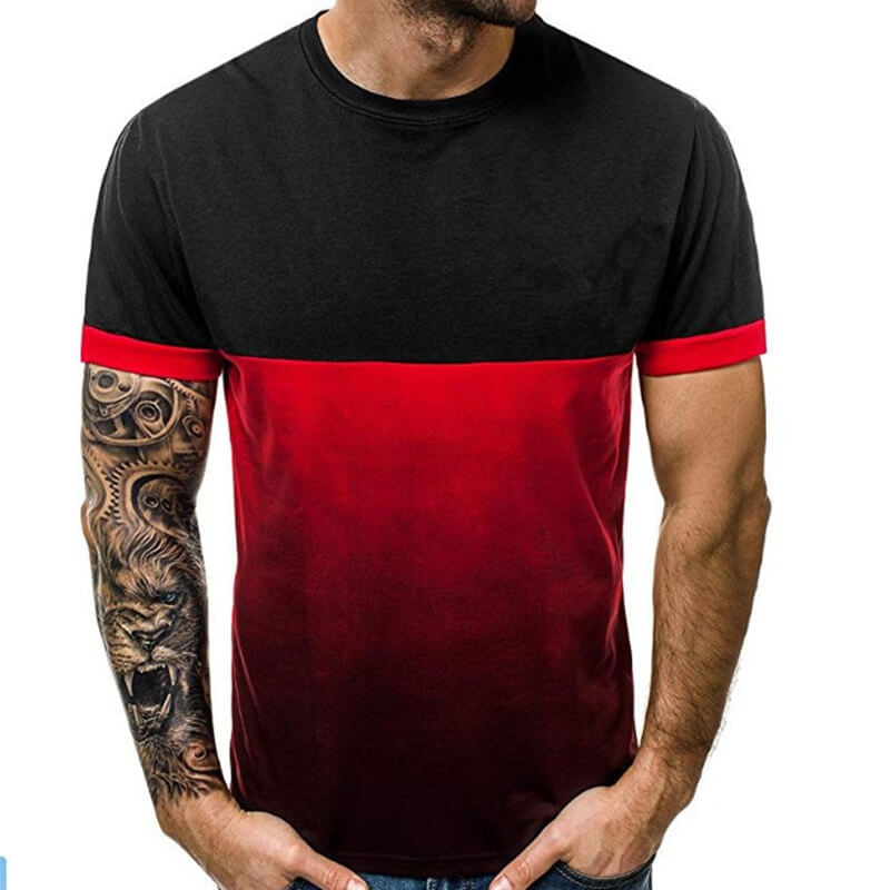 

LW COTTON Men Trendy Patchwork Black T-shirt