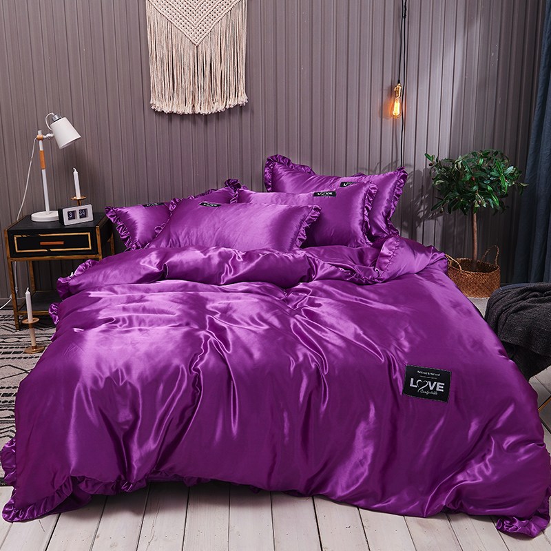 

Lovely Cosy Flounce Design Purple Bedding Set